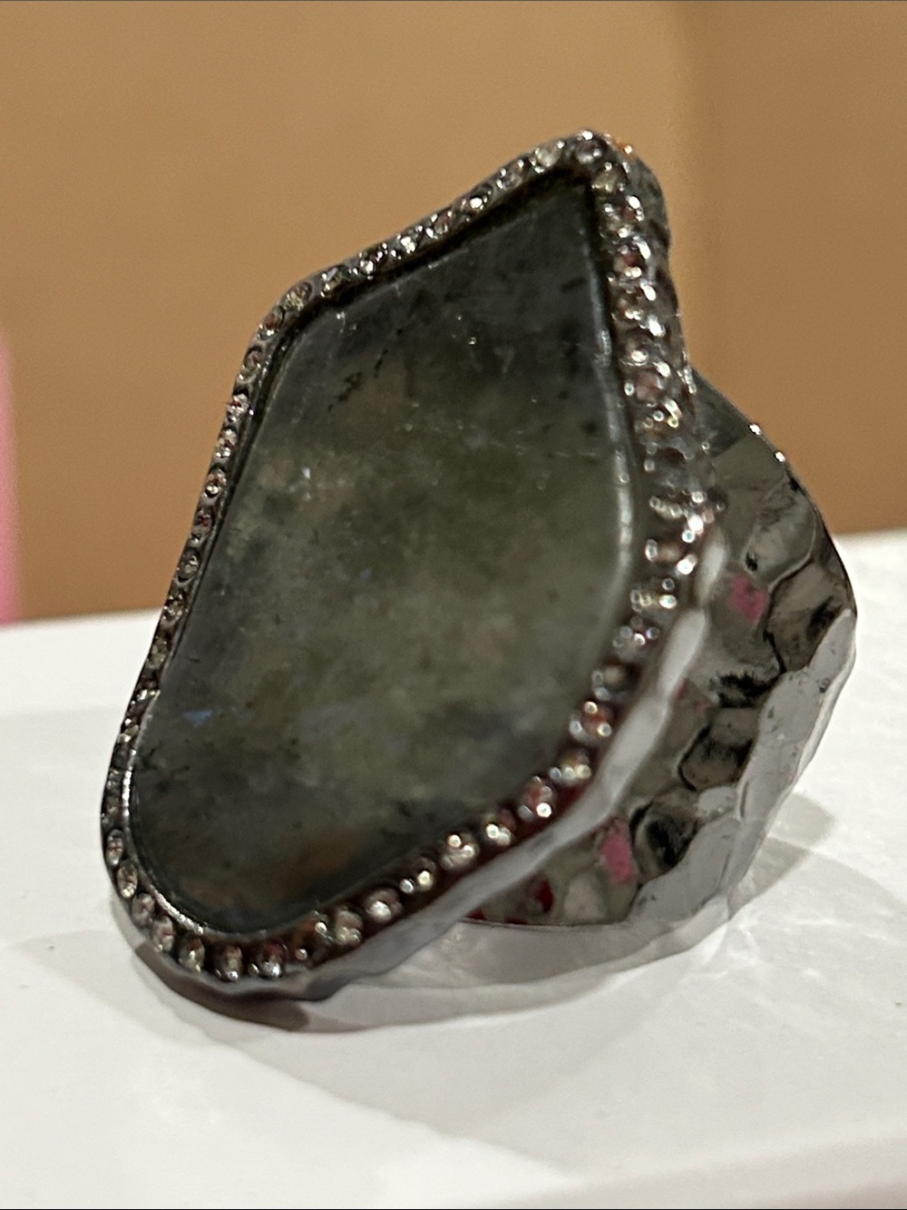 Silver-Tone Gray Stone Cocktail Ring - Ruby’s Ring